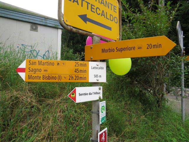 oberhalb von Morbio Superiore bei Lattecaldo 585 m.ü.M. bogen wir rechts ab und liefen weiter Richtung Caneggio