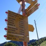 Wegweiser auf der Alpe di Neggia 1395 m.ü.M.