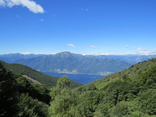 Blick von Muda 1435 m.ü.M. auf den Lago Maggiore und den Gridone. Dort oben waren wir auch schon