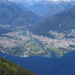 Blick auf das Delta der Maggia mit Acona und Locarno