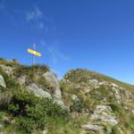 ein paar Meter nach der Bocchetta di Valle 1948 m.ü.M. ist diese Weggabelung vorhanden