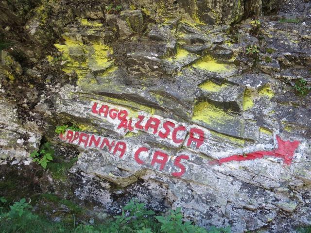 vom Lago di Sascola führt ein Bergwanderweg zur Capanna Alzasca. Diese werden wir auch noch besuchen