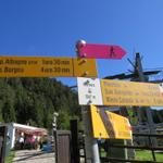 Wegweiser bei Mornera 1347 m.ü.M. unsere heutige Wanderung führt uns auf den Gaggio