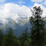 Breitbildfoto mit Blick zur gegenüberliegender Talseite des Val Lavizzara. Leider ist das Wetter nicht so gut