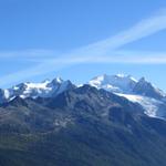 Blick auf Balfrin und auf das Mischabel Massiv mit Dom und Riedgletscher