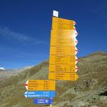 Wegweiser bei der Bergstation auf Furggulti 2581 m.ü.M.