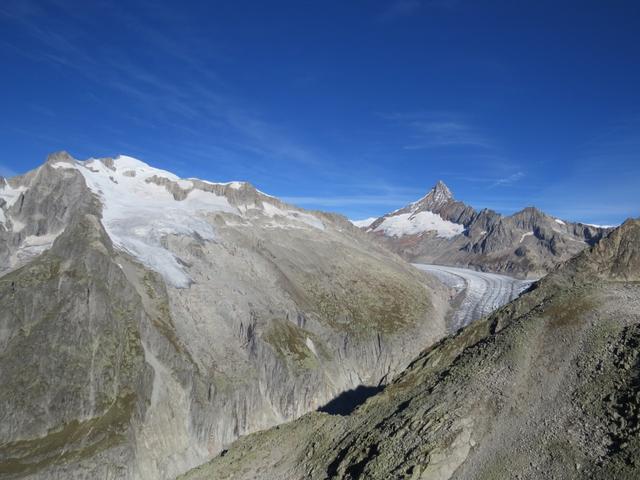 Blick zu den Wannenhörner und rechts davon der Finsteraarhorn