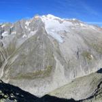 schönes Breitbildfoto mit Blick auf Geisshorn, Aletschhorn, Wannenhörner und Finsteraarhorn