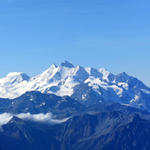 was für ein Breitbildfoto! Fletschhorn, Lagginhorn, Allalinhorn, Albhubel, Dom, Mischabel-Massiv, Balfrin, Matterhorn, Weisshor