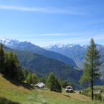 Blick in das Matter- und Saasertal, Balfrin und Weisshorn. Unsere heutige Wanderung führt uns auf den Gibidum