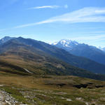 schönes Breitbildfoto mit Fletschhorn, Saasertal, Balfrin, Mattertal und Weisshorn