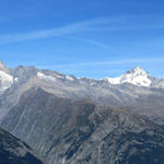 sehr schönes Breitbildfoto mit Blick zum Bietschhorn, Nesthorn, Aletschhorn und Wannenhorn