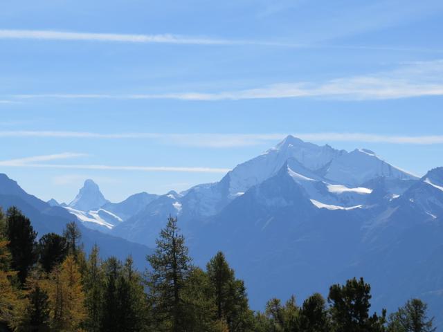 Blick zum Matterhorn, Weisshorn und Bishorn