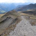 steil führt der Bergweg nun abwärts zur Chörbschhornhütte