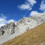 Blick zu den Felsen der Mederger Flue