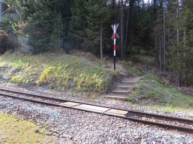 bei Punkt 1607 m.ü.M. überquerten wir die Geleise der Rhätischen Bahn...