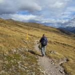 die Weggabelung bei Punkt 2262 m.ü.M. wir wandern weiter geradeaus Richtung Stafelalp