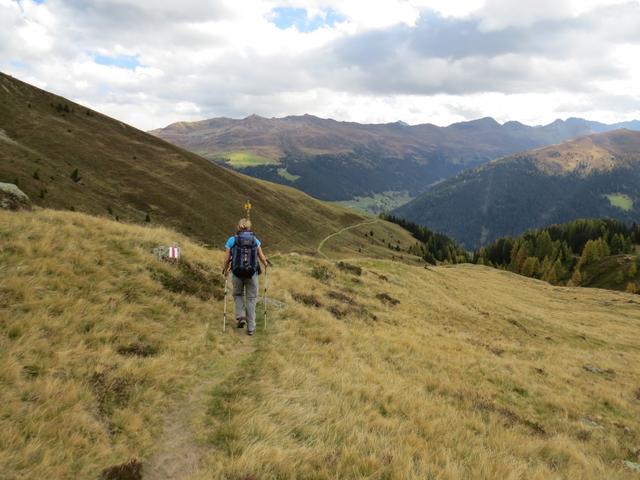 bei der Weggabelung Punkt 1953 m.ü.M. wir steigen ab zur Alpsiedlung Stafelalp