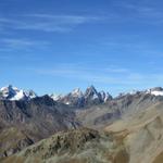 Blick zum Schwarzkopf, Verstanclahorn, Piz Fliana und Silvretta/Piz Buin