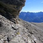 bei der Schlüsselstelle der ganzen Wanderung Punkt 2898 m.ü.M. rechts geht es fast senkrecht runter