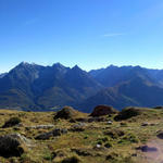 Breitbildfoto mit Blick auf die Unterengadiner Dolomiten: Piz Zuort, Piz Pisoc, Piz Madlain, Piz Lischana und Piz Ajuz