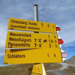 Wegweiser auf dem Strelapass 2346 m.ü.M.