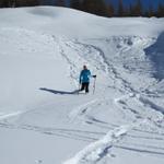 die letzen Schritte auf diesem sehr schönen Schneeschuhtrail