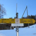 Wegweiser bei Chrinnen 929 m.ü.M. unser nächstes Ziel ist die Höhenklinik