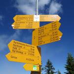 Wegweiser auf Rigi Staffel 1603 m.ü.M. Unsere Wanderung geht weiter Richtung Chänzeli