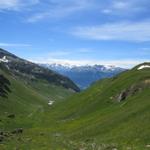 Blick über die Bachalp zu den 4000er der Walliser Hochalpen