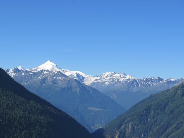 Blick vom Alpenhotel "zur Wildi" zum Weisshorn und Turtmanngletscher