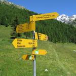 Wegweiser beim grossen Parkplatz auf der Fafleralp