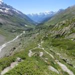 weiter auf der alten Mörane, wandern wir nun wieder zurück Fafleralp