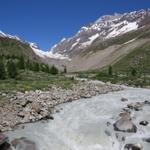 Blick von der Brücke aus, zurück zum Langgletscher und der Lötschenlücke