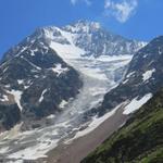 Blick hinauf zum Bietschhorn und den Nestgletscher