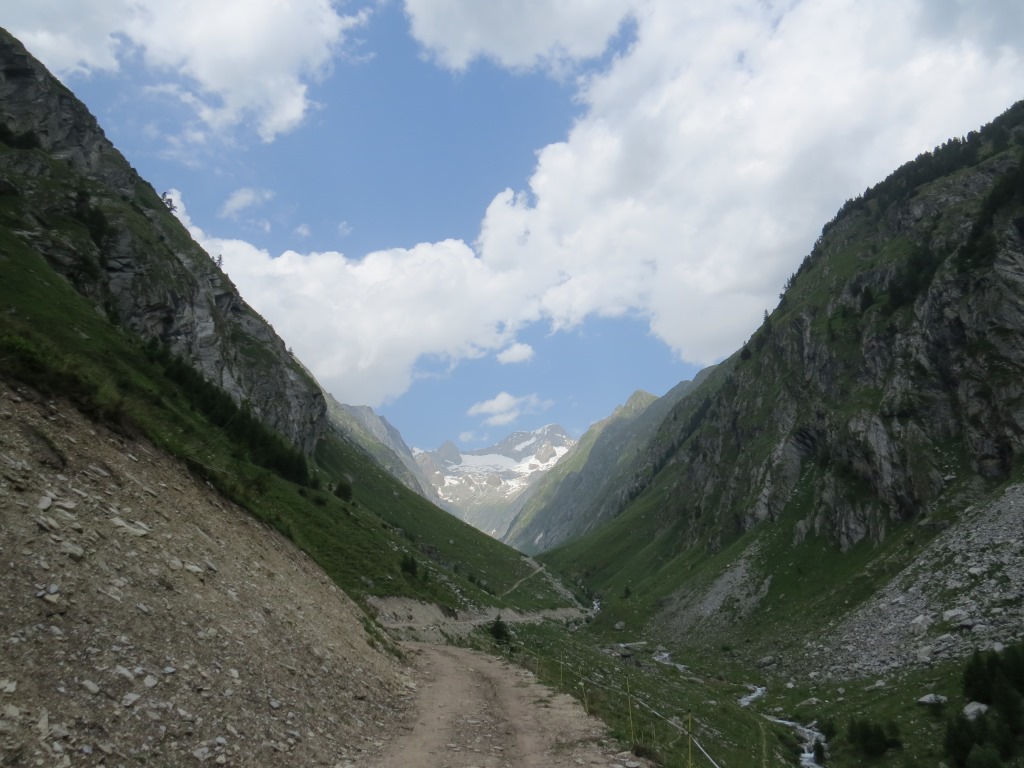 Blick in das Gredetschtal. Ein typisches V-förmiges Gletschertal