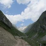 Blick in das Gredetschtal. Ein typisches V-förmiges Gletschertal