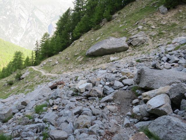 Blick zurück. Der Weg über den Bach ist nicht gut markiert / ersichtlich