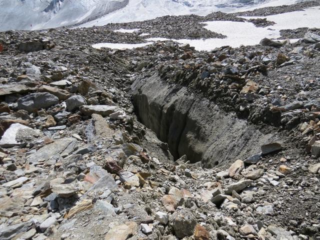 auch Gletscherspalten muss man im Auge behalten. Für uns das "schwierigste" Teilstück der ganzen Wanderung