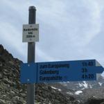 Wegweiser bei der Bordierhütte