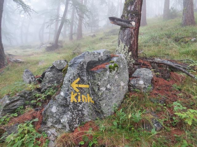 kleiner Hinweis zur Kinhütte, kurz unterhalb Punkt 1980 m.ü.M.