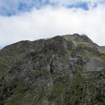 Blick hinauf zur Kinhütte. Man kann sich gar nicht vorstellen, das dort oben eine sehr schöne Hütte erbaut wurde