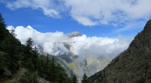 links das Weisshorn, rechts das Bishorn
