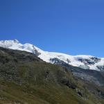 Blick auf das Rimpfischhorn und den Längfluegletscher