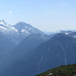 traumhaft schönes Breitbildfoto Ofenhorn, Bätlihorn, Monte Leone, Hübschhorn, Fletschhorn Mischabel und Weisshorn