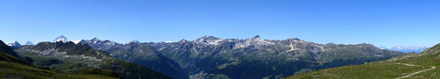 super schönes Breitbildfoto mit Matterhorn, Dent Blanche, das Val d'Anniviers und der Becs de Bosson