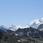 Barrhorn (dort oben waren wir auch schon), Brunegghorn, Bishorn und Weisshorn