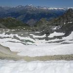 Blick zum kleinen Gletscher des Bella Tola, oder besser gesagt, was von ihm noch übrig geblieben ist