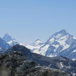 Blick zum Matterhorn, Dent d'Hérens und rechts der Dent Blanche