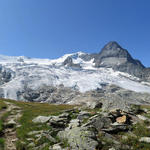 traumhaft schönes Breitbildfoto mit Blick auf  Schalihorn, Pointe de Moming, Zinalrothorn, Blanc de Moming und Besso